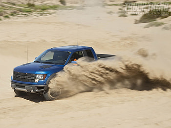 Raptor, blue, ford, sand, truck HD wallpaper