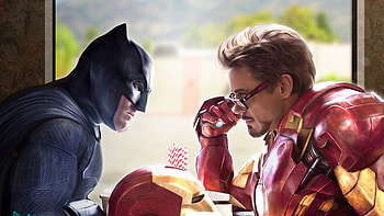 Dark Knight And Armored Avenger, batman, iron-man, robert-downey-jr, ben-affleck, superheroes, artwork, art, digital-art HD wallpaper