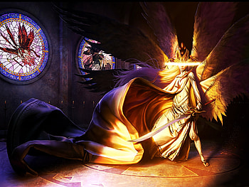 Archangel, white, power, colored, sword, light, angel, woman HD wallpaper