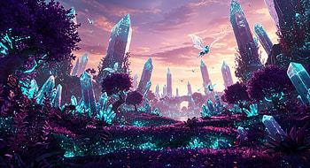 Enchanting Crystal Oasis: A Ultra of a Magical Realm, fantasy landscape, magical creature, vibrant colors HD wallpaper
