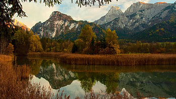 Autumn River, river, autumn, forest, mountain HD wallpaper