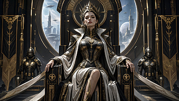 Empress of the Cosmos — Sci‑Fi, Woman, Royalty, Sci Fi, Throne HD wallpaper