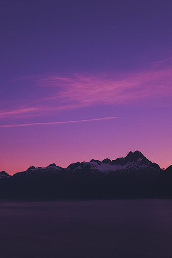 Nature, Sky, Mountains, Twilight, Violet, Dusk, Evening, Purple, Alaska HD phone wallpaper