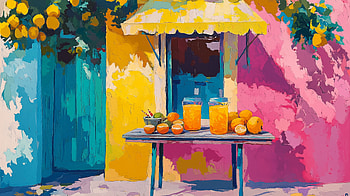 Refreshing Lemonade Stand -, lemonade stand, lemon, juice, colorful, table HD wallpaper