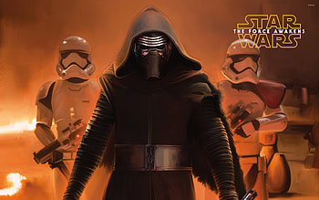 Kylo Ren and stormtroopers - Star Wars: The Force Awakens HD wallpaper