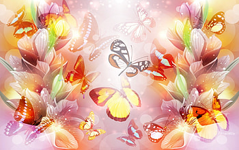 Butterfly Paradise , butterflies, design, art, light, peace, nature, flowers, collage HD wallpaper