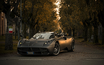 Pagani Huayra, hypercar, evening, sunset, matte gray Huayra, luxury supercars, Pagani HD wallpaper