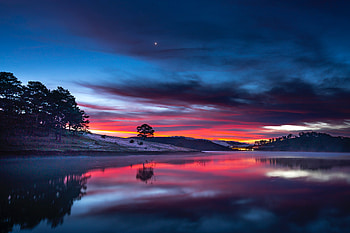Sunset Clouds Reflection In Lake , sunset, reflection, clouds, nature HD wallpaper