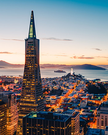 Cities, Usa, Skyscraper, View From Above, Night City, City Lights, United States, San Francisco HD phone wallpaper