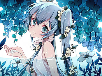 Plain Water, cute, floral, vocaloid, long hair, miku hatsune, nice, miku, wet, vocaloids, petals, flower, hatsune, adorable, water, female, blossom, sweet, hatsune miku, girl, kawaii, anime girl, anime, pretty, lovely HD wallpaper