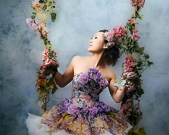 Pretty Asian, Asian, swing, flowers, woman HD wallpaper