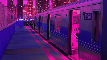 Train Neon Synthwave Buildings , synthwave, retrowave, train, artist, artwork, digital-art HD wallpaper