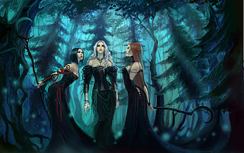 Three Moon Goddess, women, goddess, moon, three HD wallpaper
