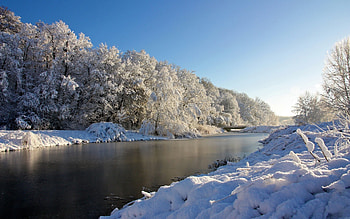 Landscape, Winter, Rivers, Trees, Snow HD wallpaper