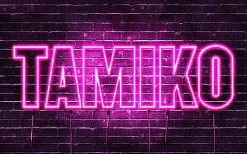 Happy Birtay Tamiko, , pink neon lights, Tamiko name, creative, Tamiko Happy Birtay, Tamiko Birtay, popular japanese female names, with Tamiko name, Tamiko HD wallpaper