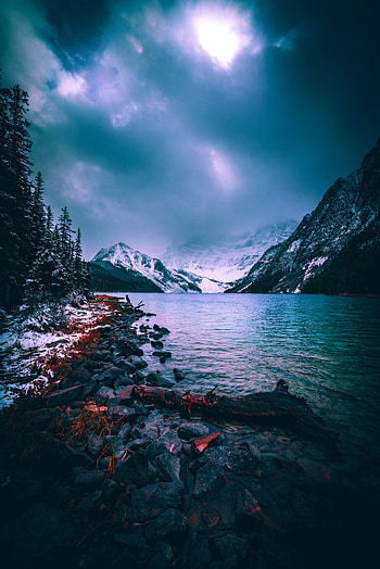 Nature, Stones, Mountains, Snow, Lake, Canada, Fog, Chefren, Cefren HD phone wallpaper