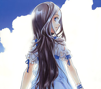 Blue eyes, anime girl, turning back, original HD wallpaper