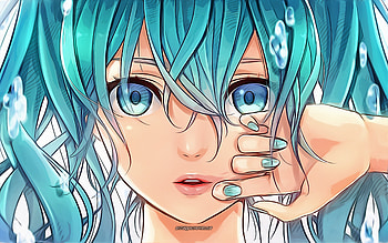 Hatsune Miku, portrait, abstract art, Vocaloid, manga, Vocaloid characters, vector art, Hatsune Miku Vocaloid, Hatsune Miku HD wallpaper
