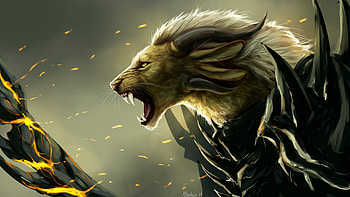 Art, Grin, Lion, Predator, Being, Creature, Fairy, Fabulous, Mythical HD wallpaper