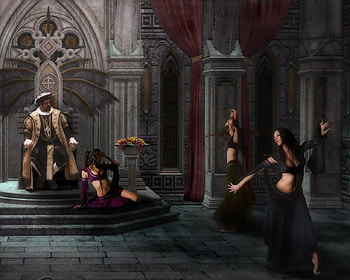 King's Court, dance, fantasy, king, medieval, girls HD wallpaper