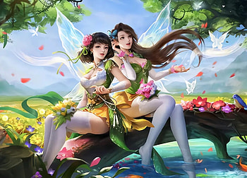 Fairy Fantasy, fairy, digital, pretty, art, fantasy, , flowers, girl HD wallpaper