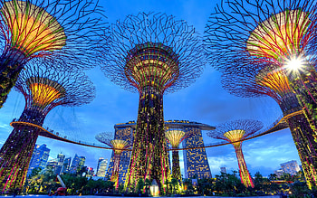 Singapore, City nightlife, Vibrant urban scenery, Skyline view HD wallpaper