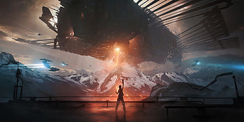Warrior, fantasy, spacecraft HD wallpaper