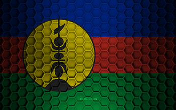 New Caledonia flag, 3d hexagons texture, New Caledonia, 3d texture, New Caledonia 3d flag, metal texture, flag of New Caledonia HD wallpaper