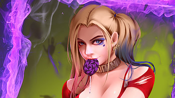 Harley Quinn Candy , harley-quinn, superheroes, artwork, artist, deviantart HD wallpaper