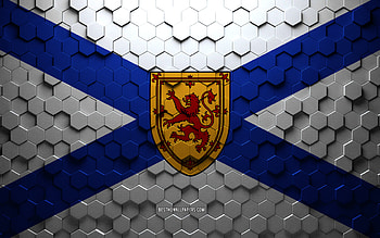 Flag of Nova Scotia, honeycomb art, Nova Scotia hexagons flag, Nova Scotia, 3d hexagons art, Nova Scotia flag HD wallpaper