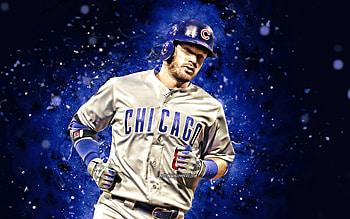 Ian Happ, , Chicago Cubs, MLB, outfielder, baseball, Happer, Ian Edward Happ, blue neon lights, Ian Happ Chicago Cubs, Ian Happ HD wallpaper