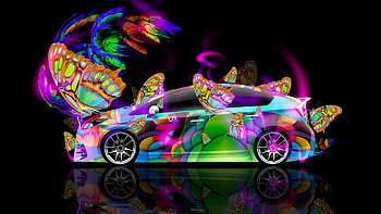 BUTTERFLY EXPRESS, CAR, REFLECTION, BUTTERFLIES, COLORFUL HD wallpaper