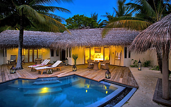 Palms, Candles, Miscellanea, Miscellaneous, Small House, Lodge, Furniture, Chairs, Sun Loungers, Pool, Armchairs, Beds HD wallpaper