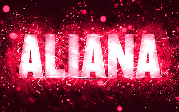 Happy Birtay Aliana, , pink neon lights, Aliana name, creative, Aliana Happy Birtay, Aliana Birtay, popular american female names, with Aliana name, Aliana HD wallpaper