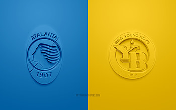 Atalanta vs BSC Young Boys, 2021, UEFA Champions League, Group F, 3D logos, yellow blue background, Champions League, football match, 2021 Champions League, Atalanta, BSC Young Boys HD wallpaper