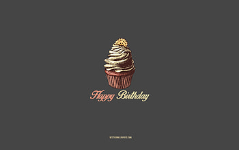 Happy Birtay, , chocolate cake, Happy Birtay greeting card, mini art, Happy Birtay concepts, gray background, chocolate cake with cookies HD wallpaper