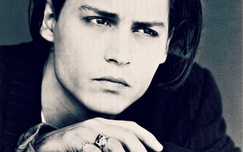 Johnny Depp, blue, white, black, man, young, actor, face HD wallpaper
