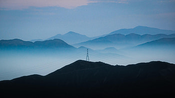 Nature, Fog, Hills, Dahl, Distance, Wires, Wire HD wallpaper