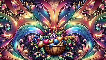 Vibrant Cornucopia, cornucopia, basket, fruit, decorative, colorful HD wallpaper