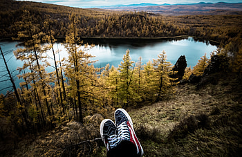 Nature, Autumn, Lake, Sneakers HD wallpaper