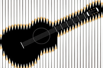 Abstract, Art, Guitar, Pencils HD wallpaper
