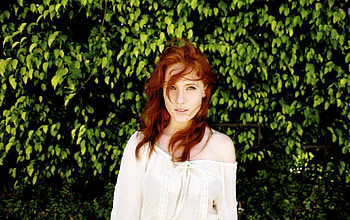 redhead, model, redheads, leaves, green HD wallpaper