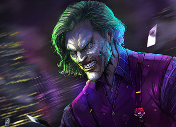 Angry joker, villain, gree hair, villain, dc comics HD wallpaper
