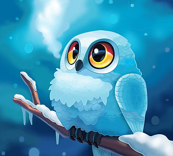 Owl, white, bird, iarna, harsh taggar, bufnita, blue, winter, fantasy, pasari HD wallpaper