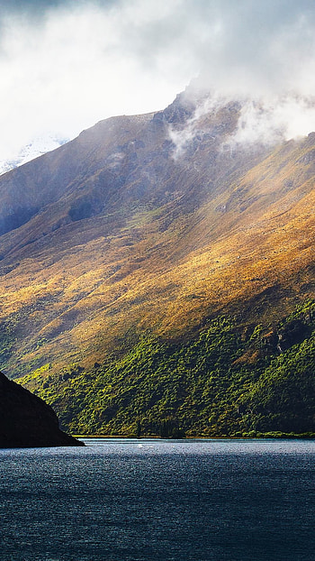 Mountain Near the River, river, mountain, nature, landscape HD phone wallpaper