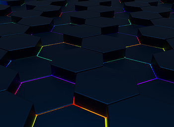 Glowing edges, hexagonal texture, dark, abstract HD wallpaper