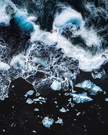Nature, Ice, Waves, Beach, View From Above HD phone wallpaper