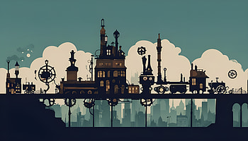 Steampunk Minimalist Sci-fi City, city, minimalist, Sci Fi, steampunk, sci fi city HD wallpaper