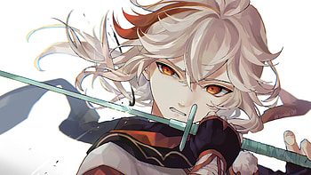 Red Eyes Kaedehara Kazuha Genshin Impact HD wallpaper