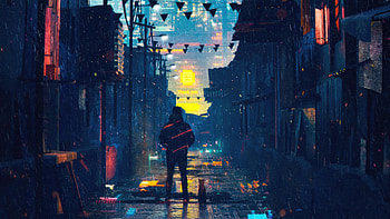 The Street And Thoughts, alone, hoodie, scifi, artist, artwork, digital-art HD wallpaper